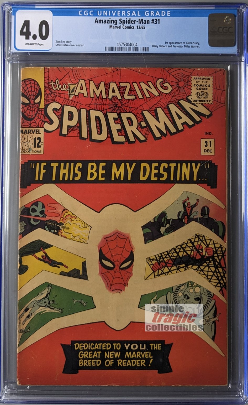 Amazing Spider-Man #31 CGC Comic Book Cover Art By Steve Ditko