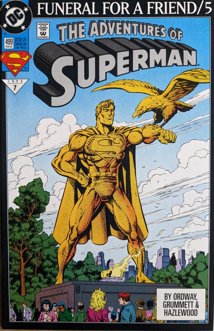 Adventures Of Superman #499 Comic Book Cover Art by Tom Grummett
