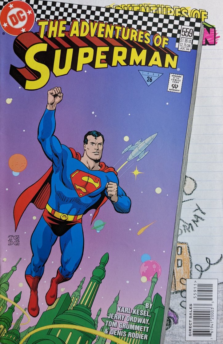 Adventures of Superman #559 Comic Book Cover Art by Tom Grummett
