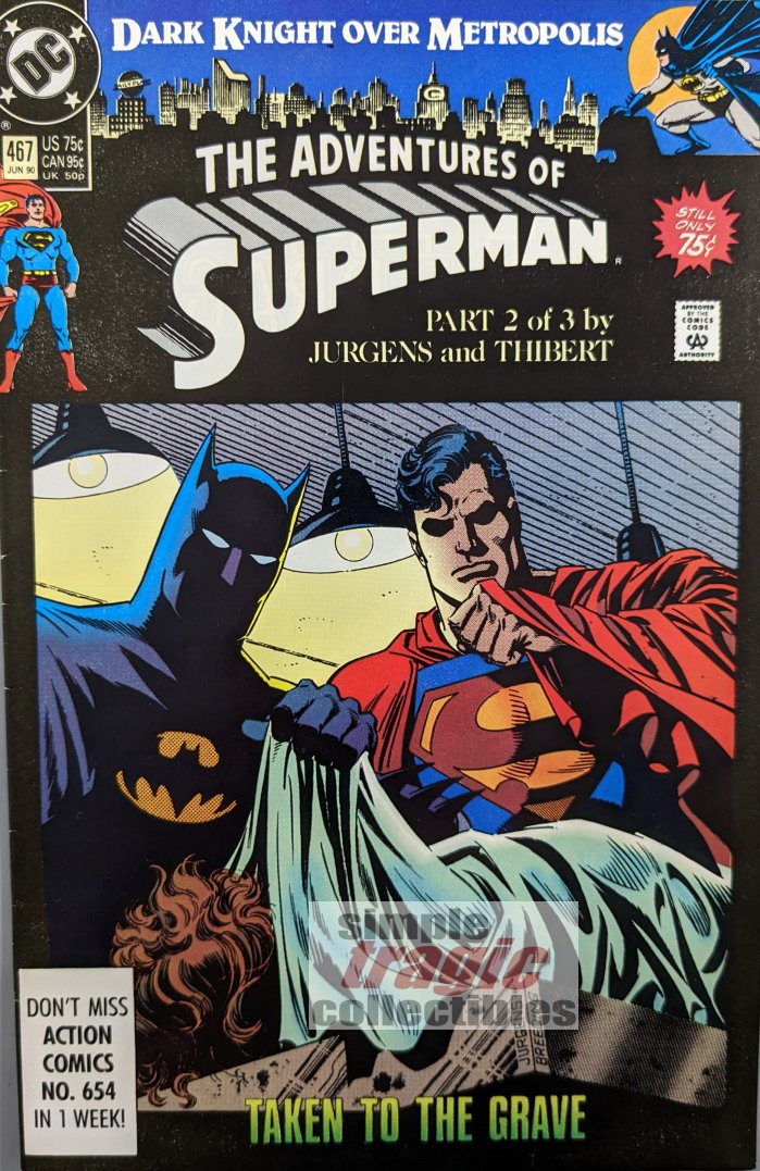 Adventures Of Superman #467 Comic Book Cover Art