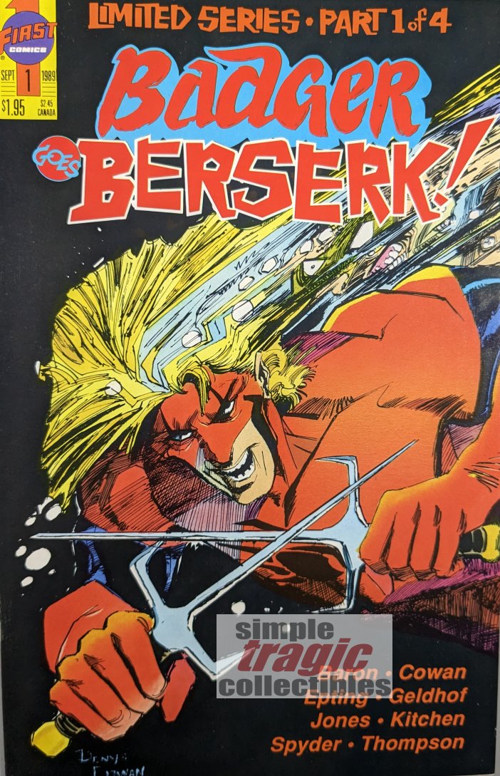Badger Goes Berserk #1 Comic Book Cover Art by Denys Cowan