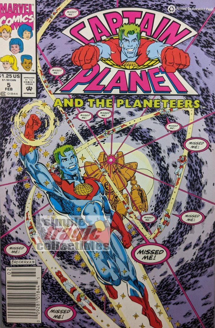 Captain Planet And The Planeteers #5 Comic Book Cover Art by Pat Broderick