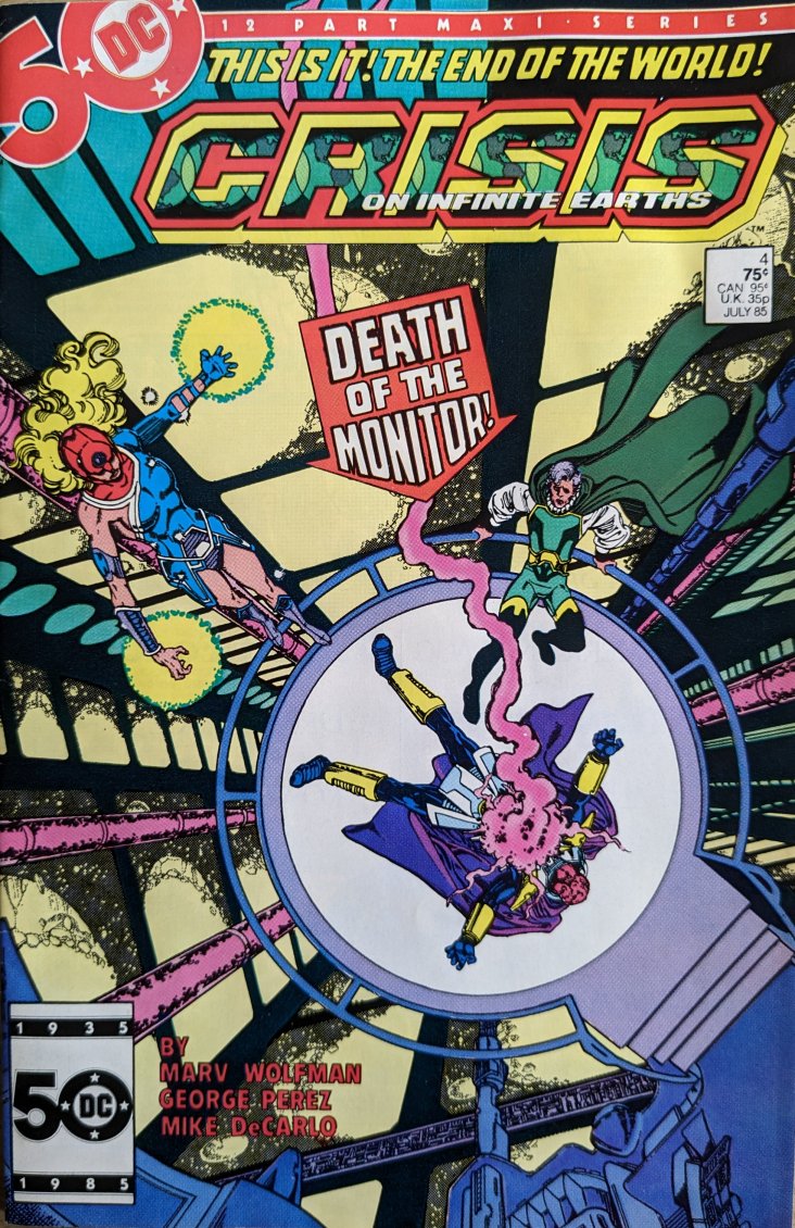 Crisis On Infinite Earths #4 Comic Book Cover Art by George Perez