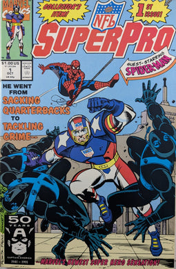 NFL SuperPro #1 Comic Book Cover Art by John Romita and Ron Frenz