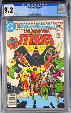New Teen Titans (1980) #1 CGC 9.2 WHITE PAGES Cover Art by George Perez
