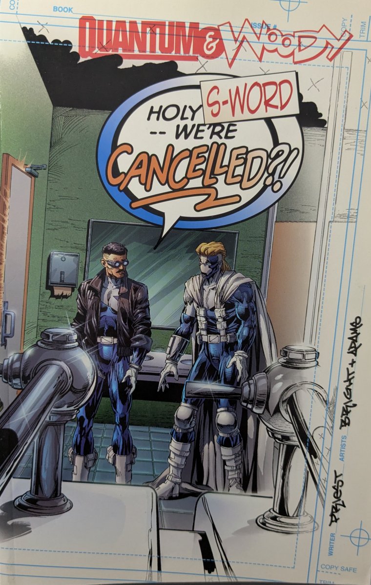 Quantum & Woody TPB (1998) Vol 3 Holy S-Word -- We're Cancelled?! Cover Art by M.D. Bright
