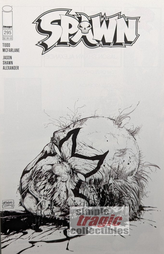 Spawn #295 Black & White Comic Book Cover Art by Todd McFarlane
