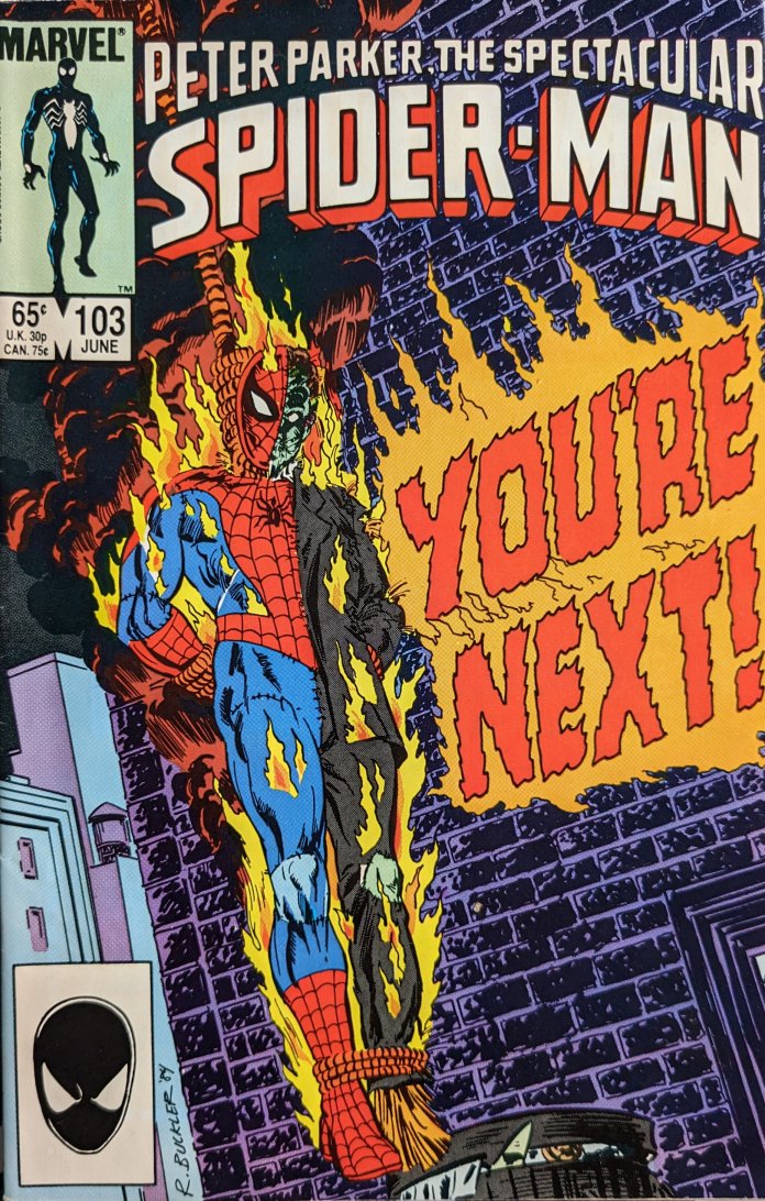 Spectacular Spider-Man #103 Comic Book Cover Art by Rich Buckler