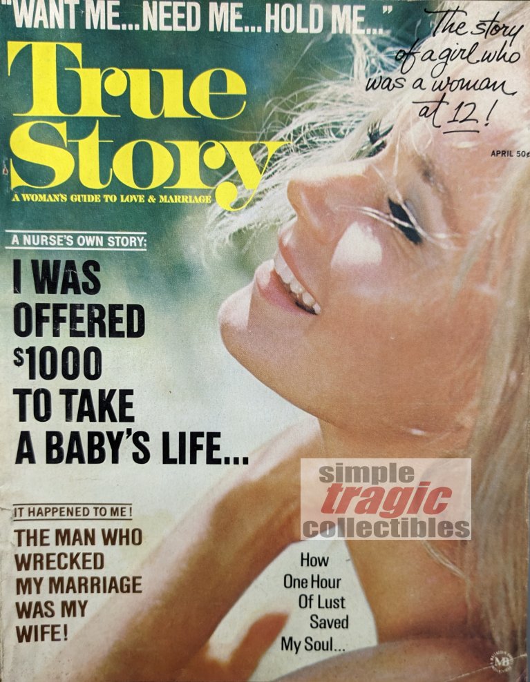 True Story Magazine - April, 1970 Cover Art