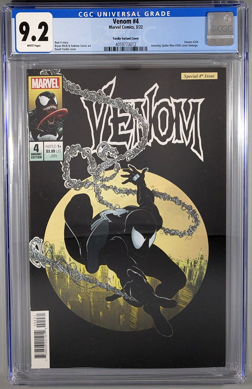 Venom (2021) #4 (Variant Yardin) CGC 9.2 White Pages Cover Art by David Yardin