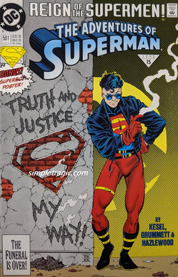 Adventures Of Superman #501 Comic Book Cover Art by Tom Grummett