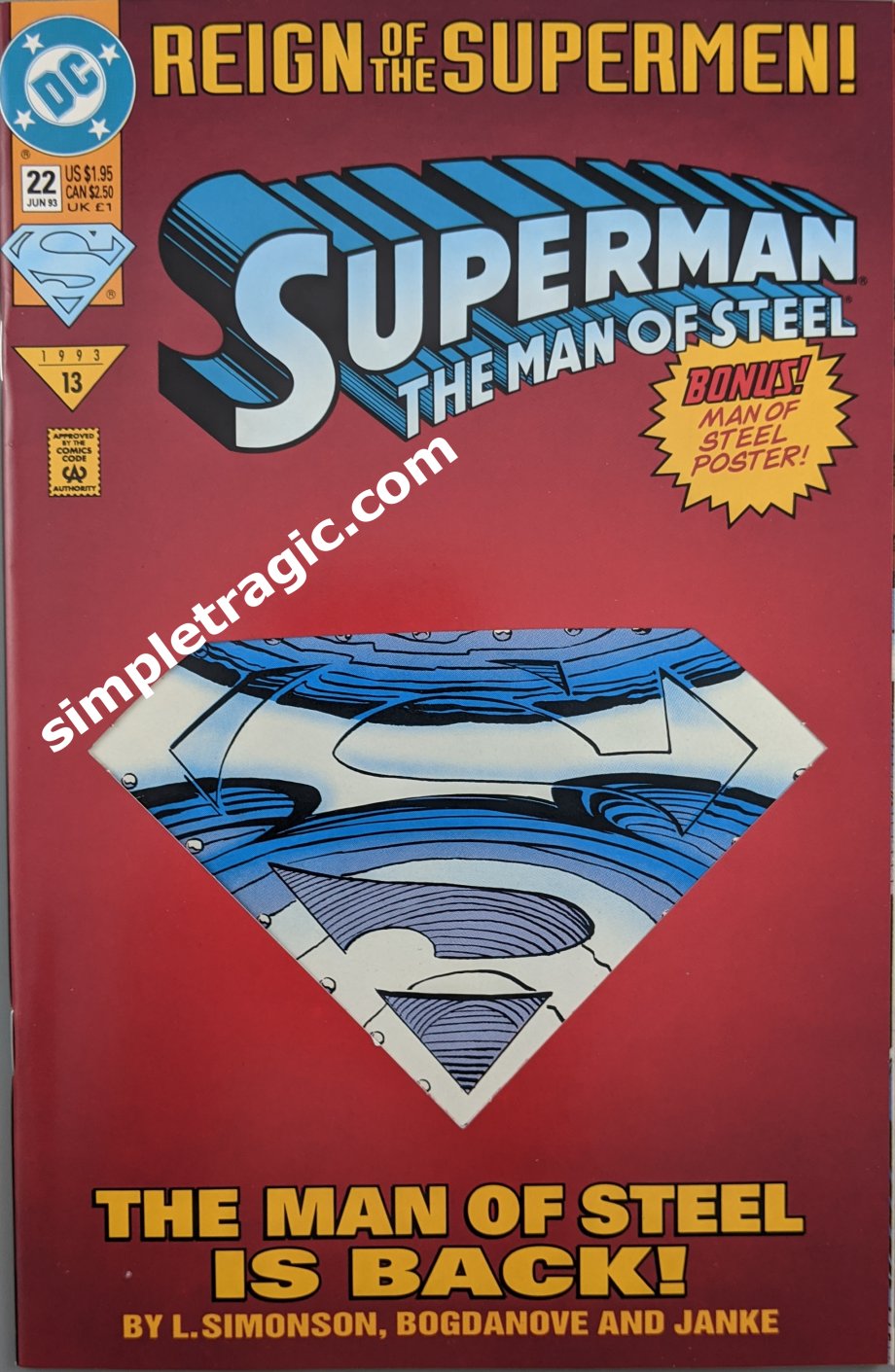 Superman The Man Of Steel #22 Deluxe Comic Book Cover Art