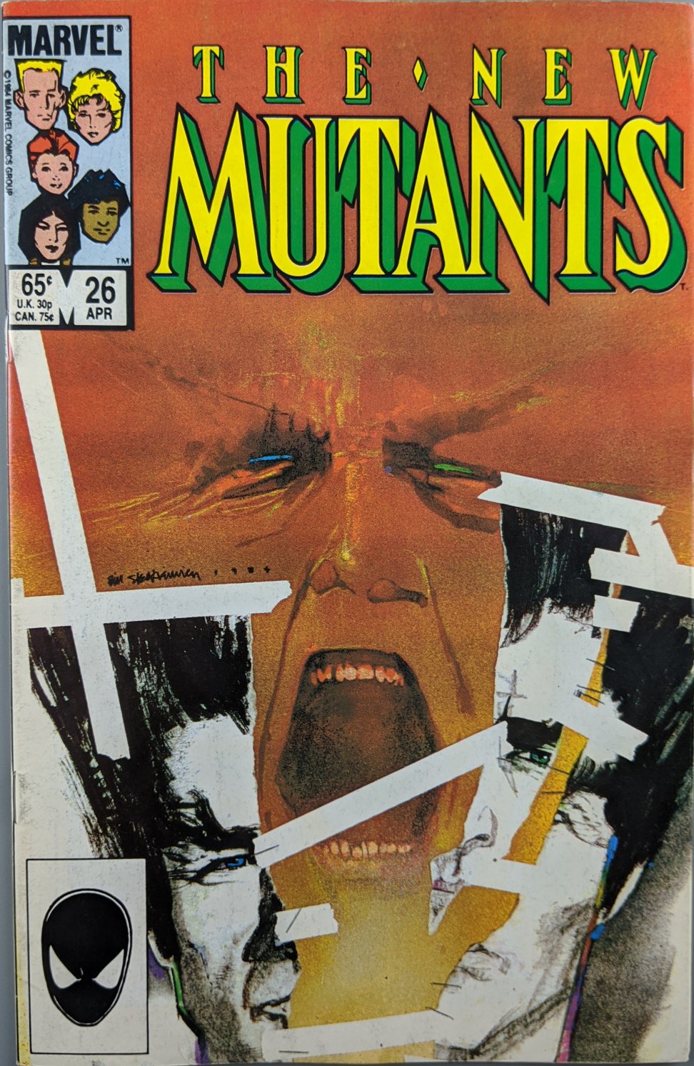The New Mutants #26 Comic Book Cover Art by Bill Sienkiewicz