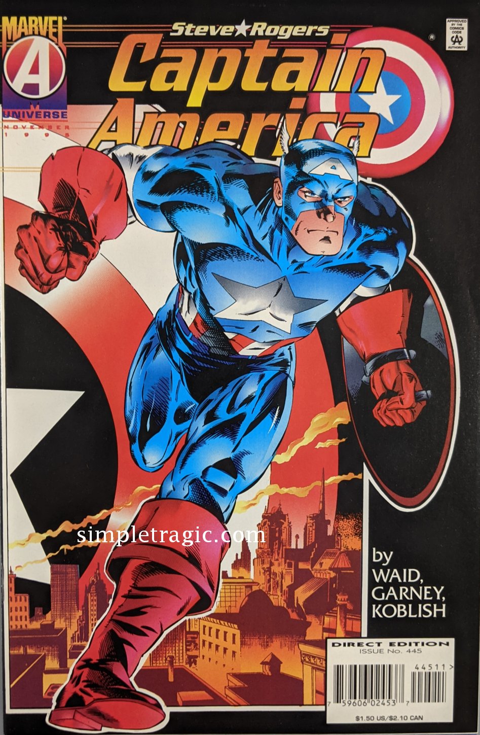 Captain America #445 Comic Book Cover Art