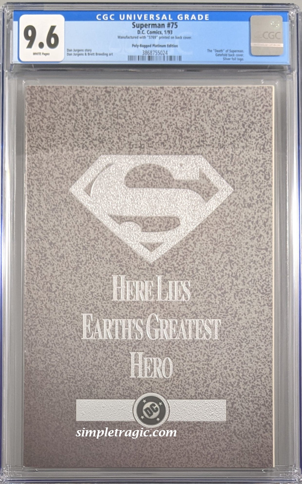 Superman (1987) #75 (Platinum) CGC 9.6 (Shipping Included)