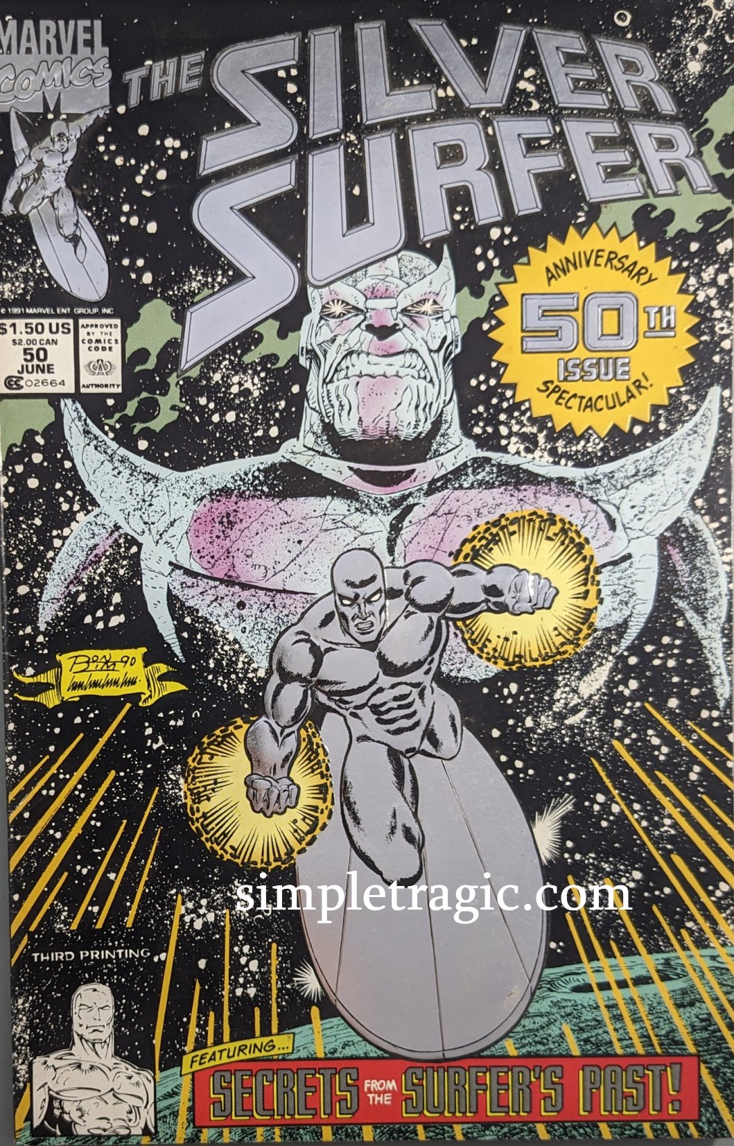 Silver Surfer #50 3rd Printing Comic Book Cover Art by Ron Lim