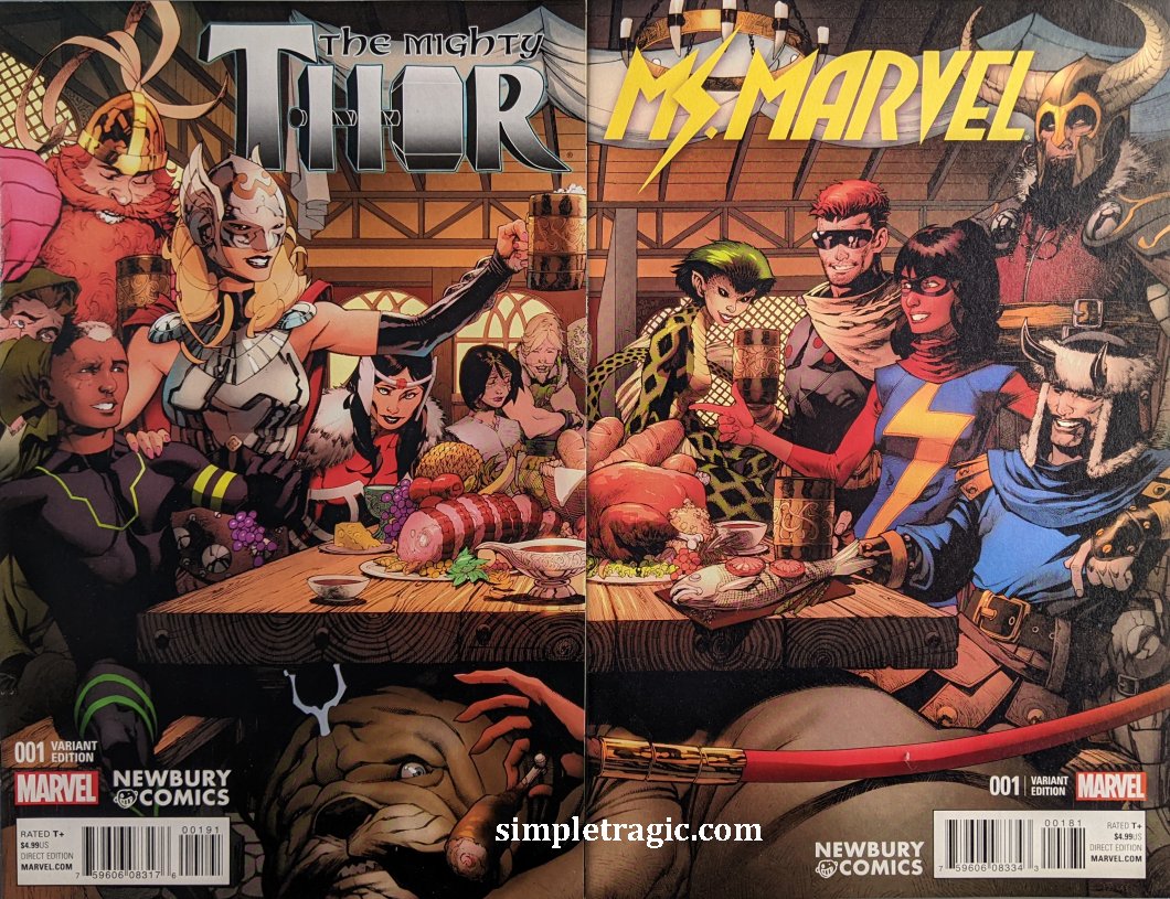 Mighty Thor / Ms. Marvel Connecting Covers (2016) Newbury Comics Exclusive Set